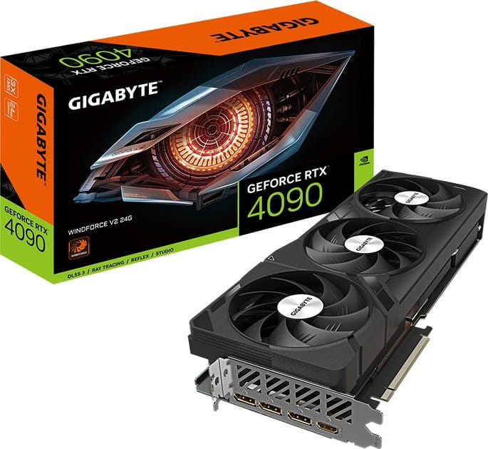 Відеокарта GF RTX 4090 24GB GDDR6X Windforce V2 Gigabyte (GV-N4090WF3V2-24GD)