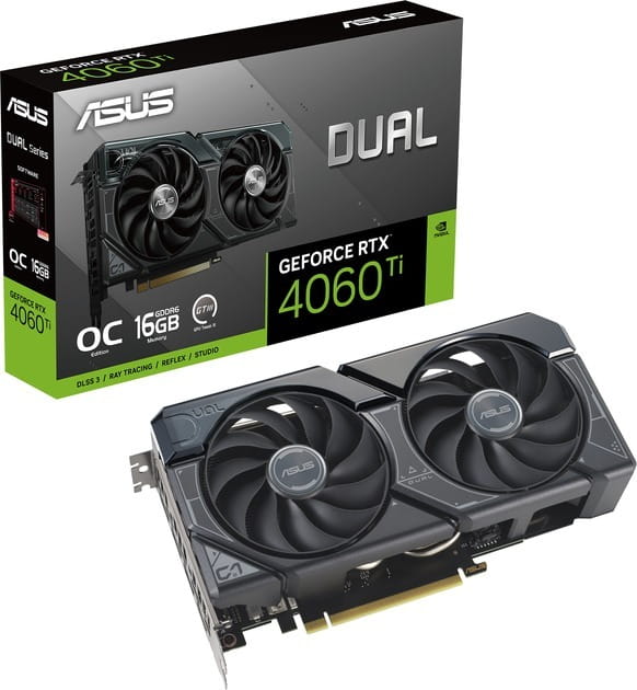 Видеокарта GF RTX 4060 Ti 16GB GDDR6 Dual OC Asus (DUAL-RTX4060TI-O16G)