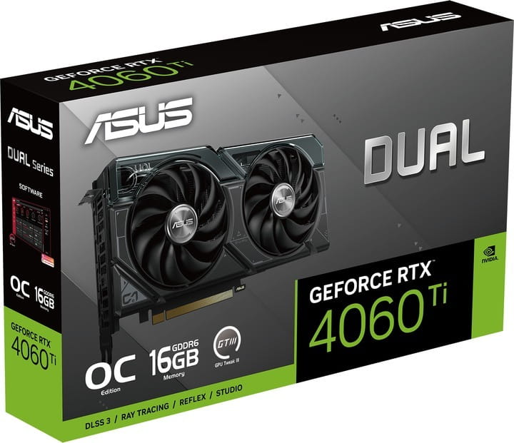 Видеокарта GF RTX 4060 Ti 16GB GDDR6 Dual OC Asus (DUAL-RTX4060TI-O16G)