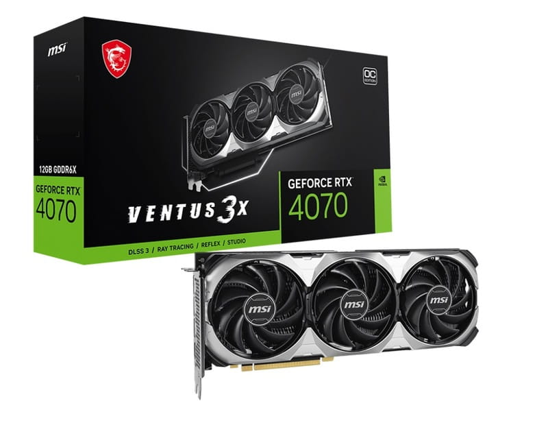Видеокарта GF RTX 4070 12GB GDDR6X Ventus 3X E OC MSI (GeForce RTX 4070 VENTUS 3X E 12G OC)