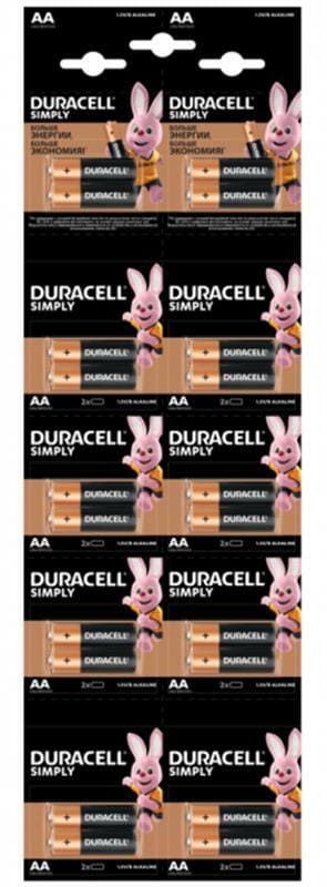 Батарейка Duracell Simply AA/LR06 BL 20шт(2штх10) отрывной