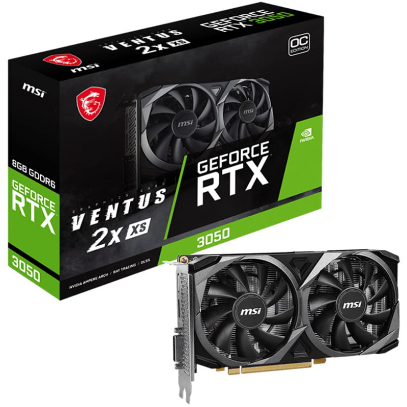 Видеокарта GF RTX 3050 8GB GDDR6 Ventus 2X XS OC MSI (GeForce RTX 3050 VENTUS 2X XS 8G OC)