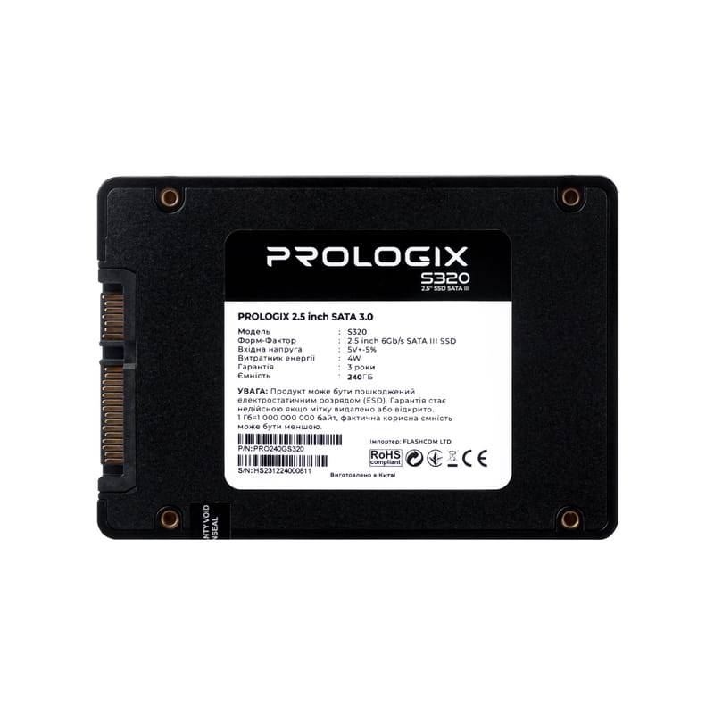 Накопитель SSD  240GB Prologix S320 2.5" SATAIII TLC (PRO240GS320)