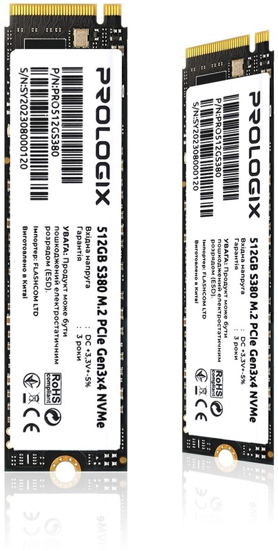 Накопитель SSD  512GB Prologix S380 M.2 2280 PCIe 3.0 x4 NVMe 3D TLC (PRO512GS380)