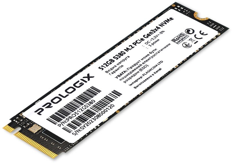 Накопитель SSD  512GB Prologix S380 M.2 2280 PCIe 3.0 x4 NVMe 3D TLC (PRO512GS380)