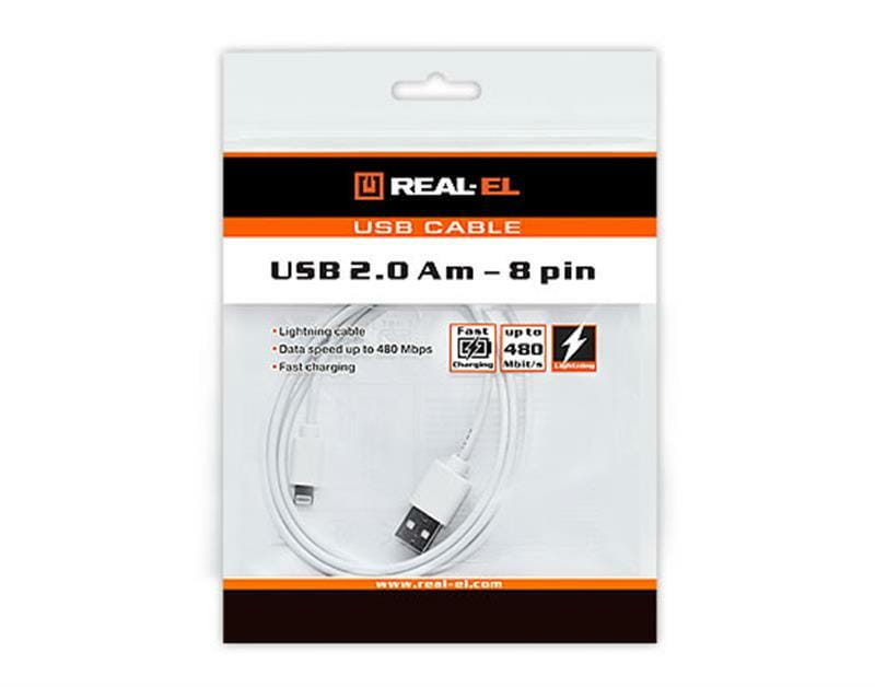 Кабель REAL-EL USB - Lightning (M/M), 1 м, белый (EL123500033)