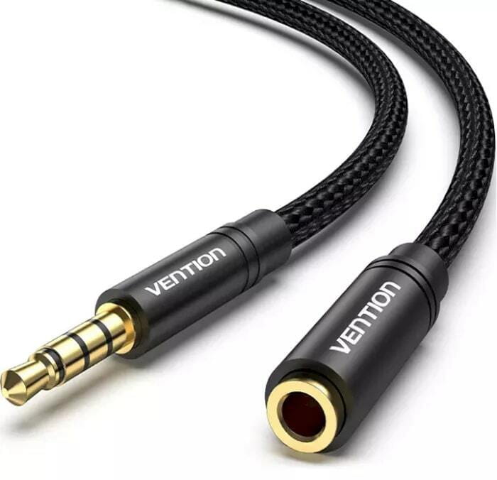 Кабель Vention 3.5 мм - 3.5 мм (M/F), 1.5 м, черный (BHBBG)