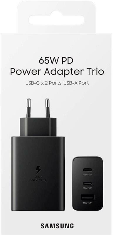 Мережевий зарядний пристрій Samsung Trio 65W Black (EP-T6530NBEGRU)