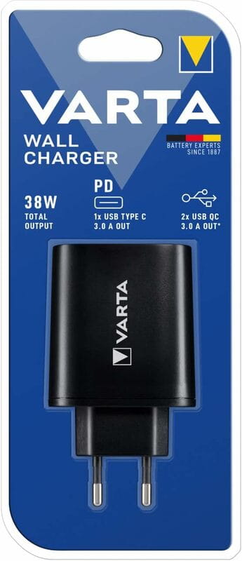 Зарядное устройство Varta Wall Charger 38W Black (57958101401)