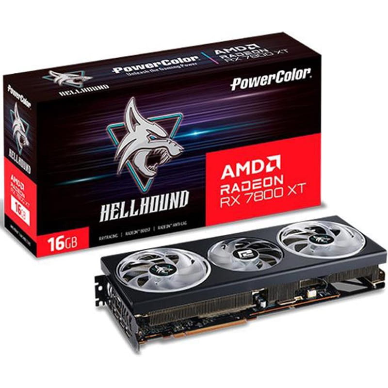 Видеокарта AMD Radeon RX 7800 XT 16GB GDDR6 Hellhound PowerColor (RX 7800 XT 16G-L/OC)