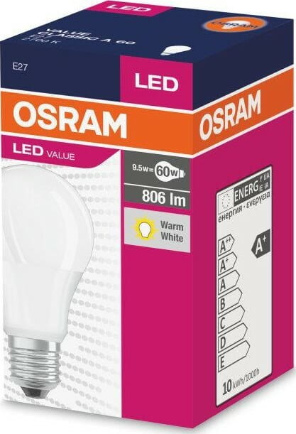 Лампа світлодіодна Osram LED VALUE Е27 8.5-60W 2700K 220V A60 (4052899326842)