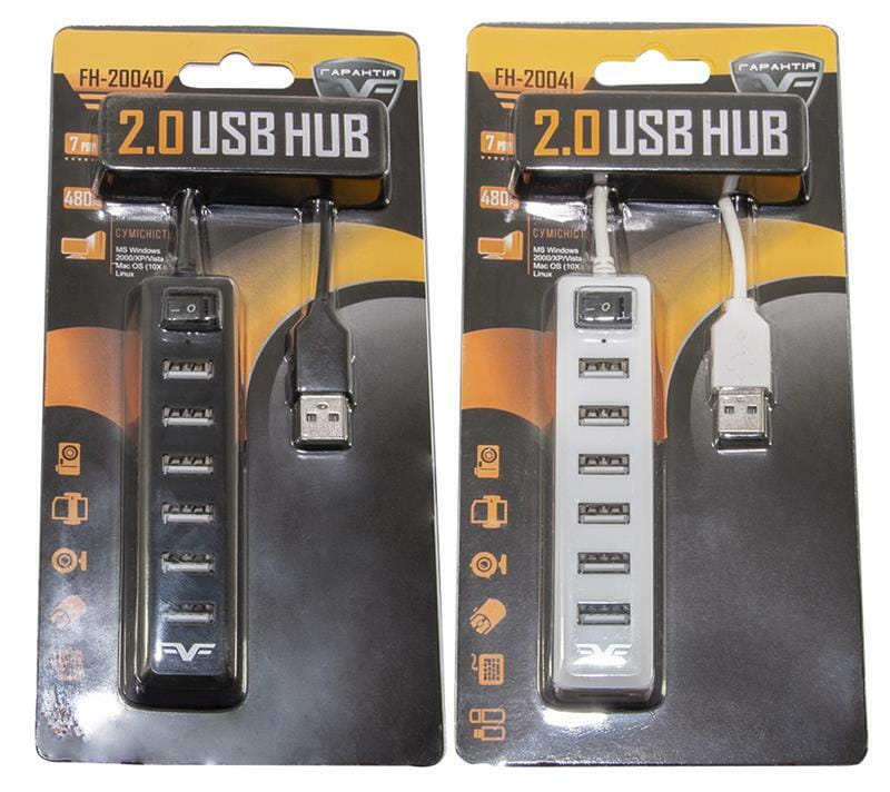 Концентратор USB 2.0 Frime 7хUSB2.0 Black (FH-20040)