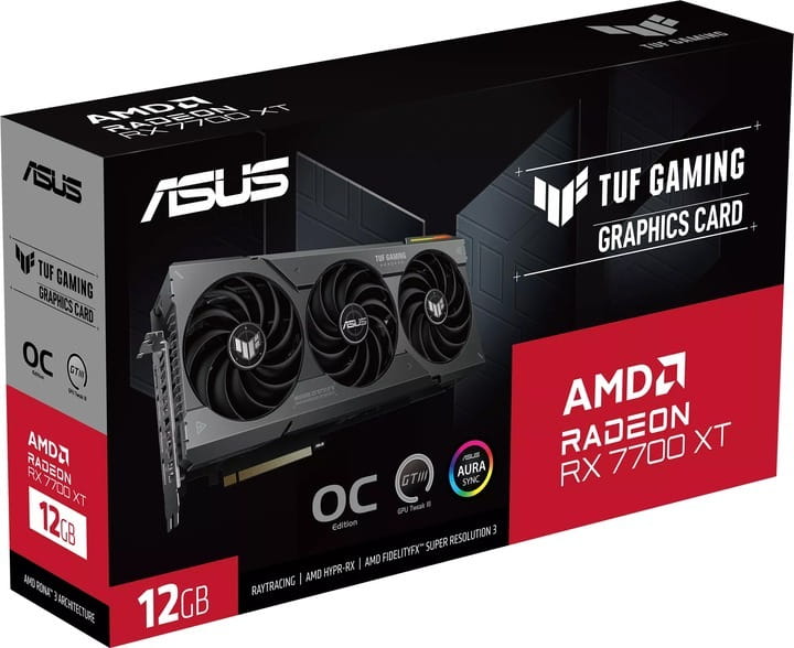 Видеокарта AMD Radeon RX 7700 XT 12GB GDDR6 TUF Gaming OC Asus (TUF-RX7700XT-O12G-GAMING)