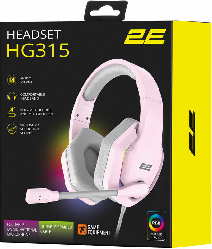 Гарнітура 2E Gaming HG315 RGB USB 7.1 Pink (2E-HG315PK-7.1)