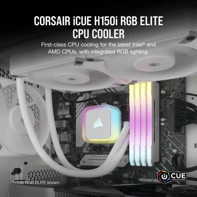 Система водяного охлаждения Corsair iCUE H150i RGB Elite Liquid CPU Cooler White (CW-9060079-WW)