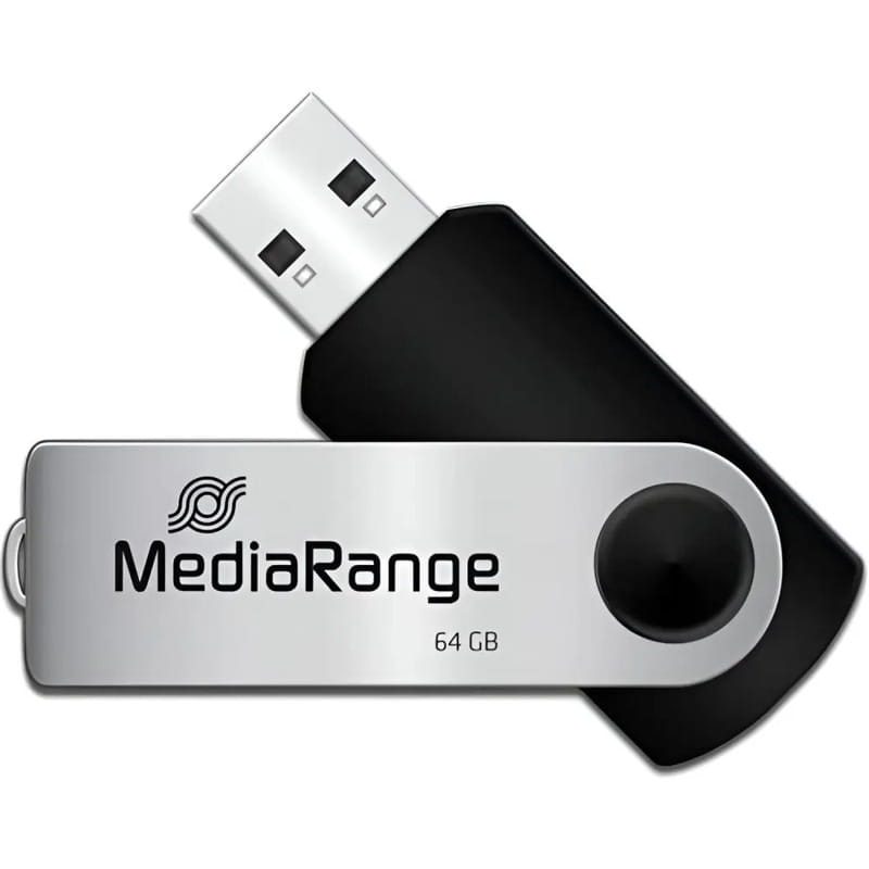 Флеш-накопичувач USB2.0 64GB MediaRange Black/Silver (MR912)