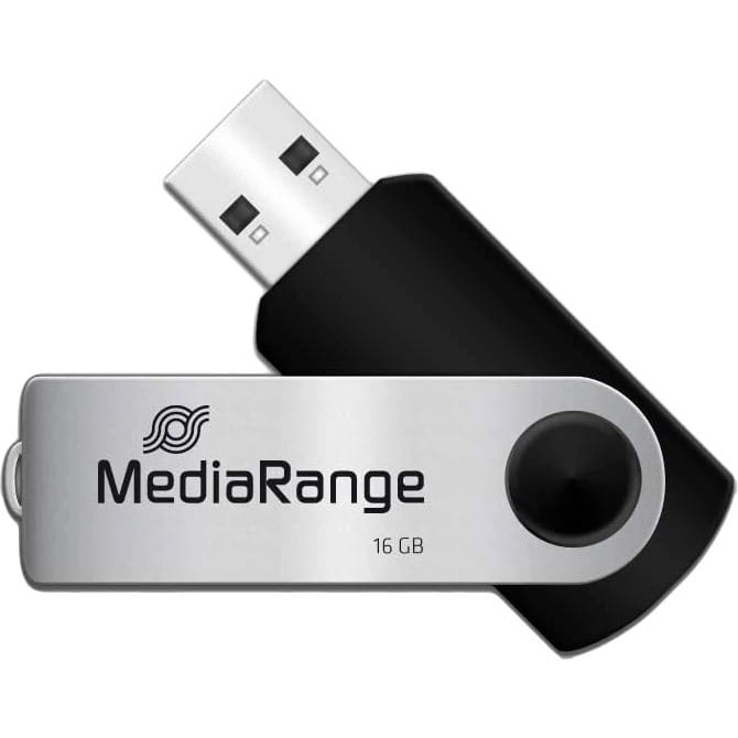 Флеш-накопитель USB2.0 16GB MediaRange Black/Silver (MR910)