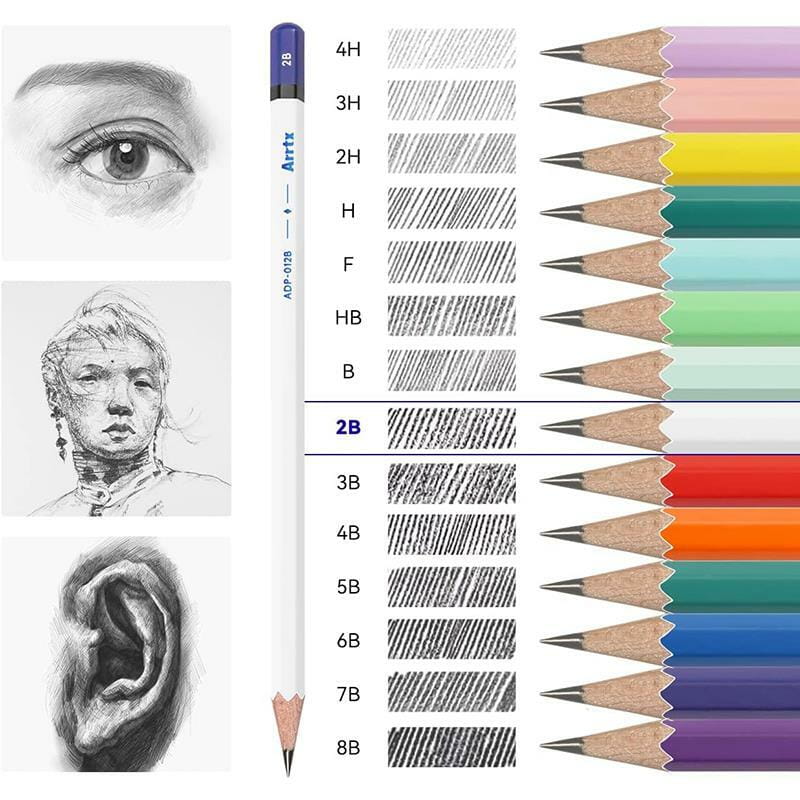 Набір олівців Arrtx для малювання 2B (ADP-012B), 14 шт (LC303588)