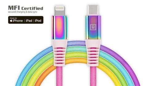 Фото - Кабель REAL-EL   USB Type-C - Lightning (M/M), 1 м, Rainbow  EL (EL123500054)