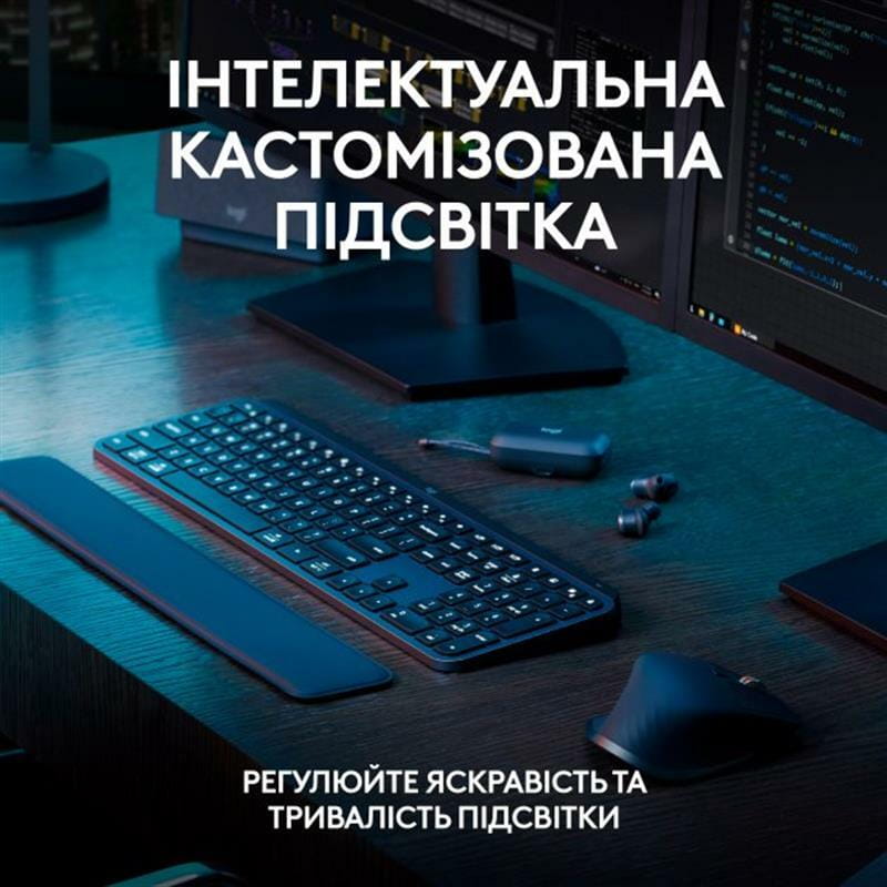 Клавиатура беспроводная Logitech MX Keys S Plus Palm Rest Graphite (920-011589)