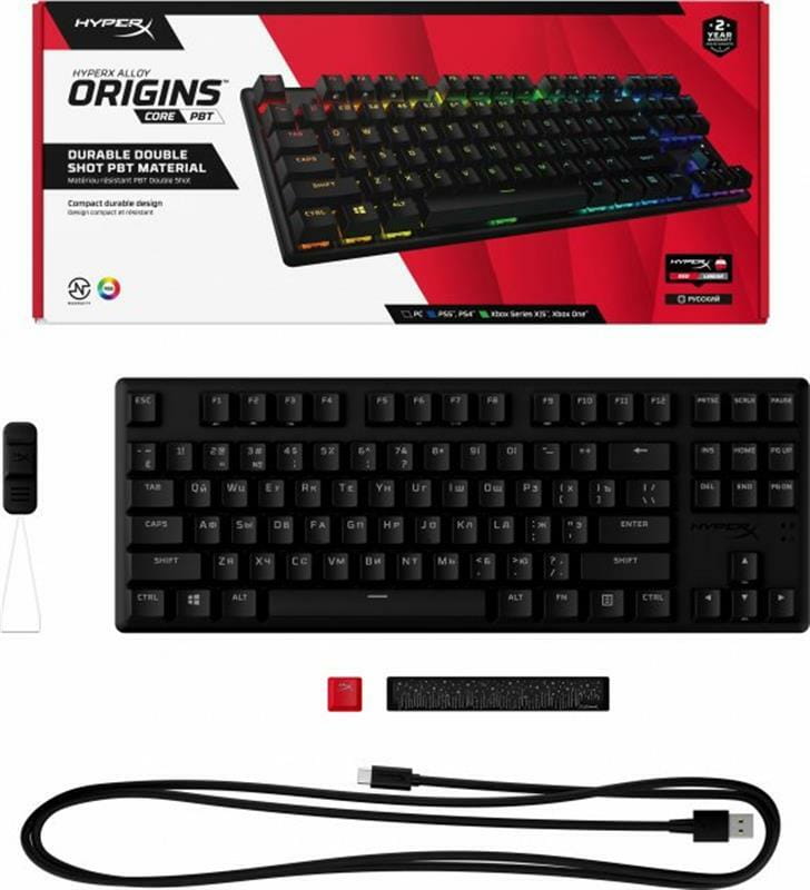 Клавиатура HyperX Alloy Origins Core PBT Red RGB Black (639N7AA)