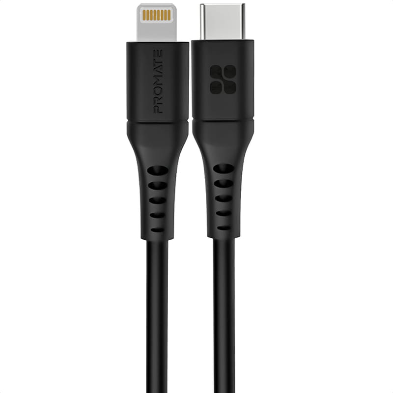 Кабель Promate PowerLink USB Type-C - Lightning (M/M), 1.2 м, Black (powerlink-120.black)