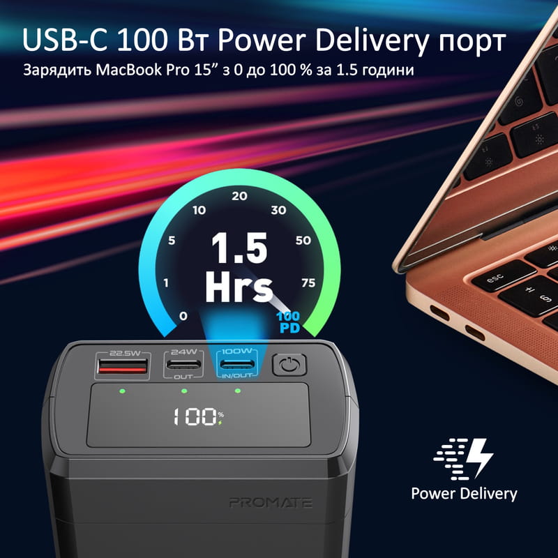 Универсальная мобильная батарея Promate PowerMine-130 Black 38000mAh