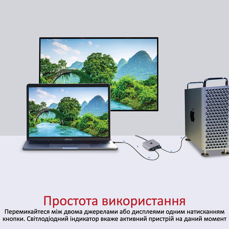 Двунаправленный коммутатор видеосигнала Promate HDMI - 2xHDMI V 2.0 (F/F) (switch-hdmi.silver)