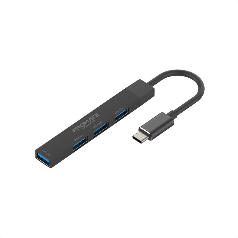 Концентратор USB Promate LiteHub USB-C Black (litehub-4.black)