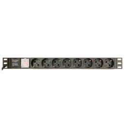 Блок розеток EnerGenie 19" 1U (EG-PDU-014) алюм. корп.,  8 розеток,  16A, 3м, черный, вилка Schuko