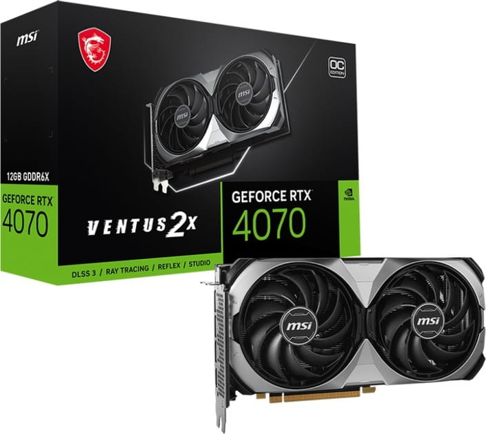 Видеокарта GF RTX 4070 12GB GDDR6X Ventus 2X E OC MSI (GeForce RTX 4070 VENTUS 2X E 12G OC)