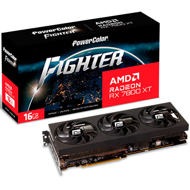 Видеокарта AMD Radeon RX 7800 XT 16GB GDDR6 Fighter PowerColor (RX 7800 XT 16G-F/OC)