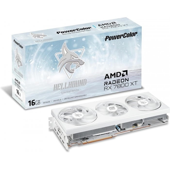 Видеокарта AMD Radeon RX 7800 XT 16GB GDDR6 Hellhound Spectral White PowerColor (RX 7800 XT 16G-L/OC/WHITE)