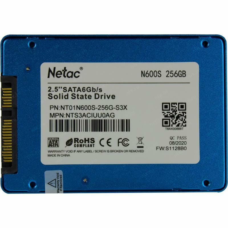 Накопитель SSD 256GB Netac N600S 2.5" SATAIII 3D NAND TLC Blue (NT01N600S-256G-S3X)