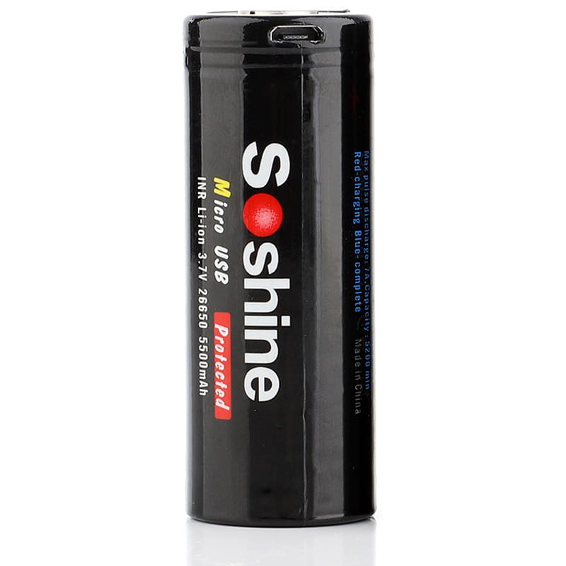 Аккумулятор Soshine 26650 microUSB 5500mAh 1шт