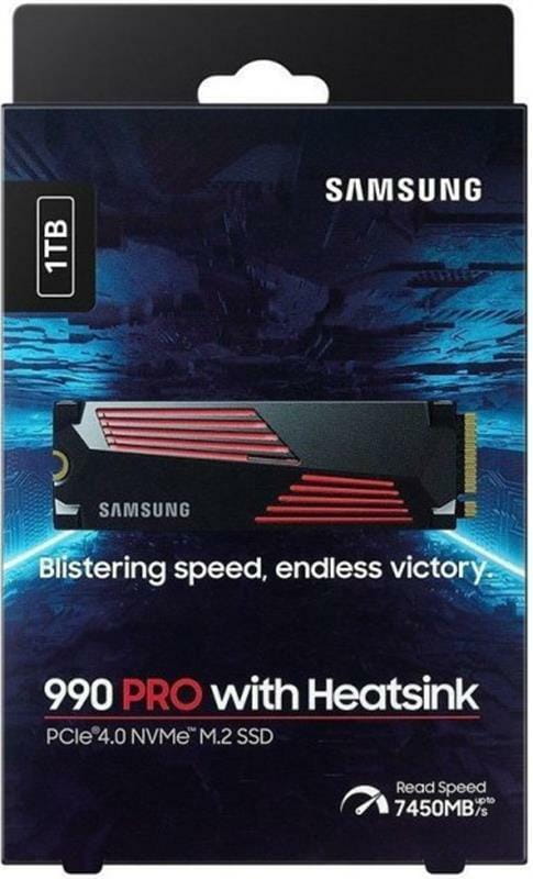 Накопичувач SSD 1ТB Samsung 990 PRO with Heatsink M.2 2280 PCIe 4.0 x4 NVMe V-NAND MLC (MZ-V9P1T0CW)
