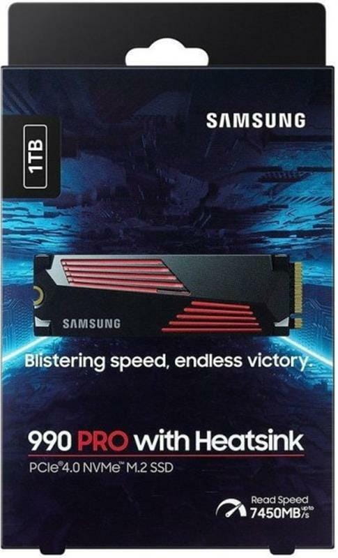 Накопитель SSD 1ТB Samsung 990 Pro with Heatsink M.2 2280 PCIe 4.0 x4 NVMe V-NAND MLC (MZ-V9P1T0CW)