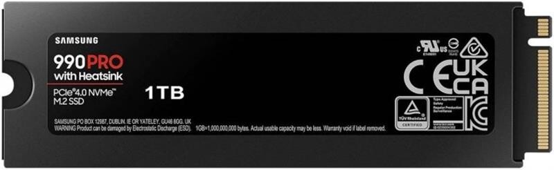 Накопичувач SSD 1ТB Samsung 990 PRO with Heatsink M.2 2280 PCIe 4.0 x4 NVMe V-NAND MLC (MZ-V9P1T0CW)