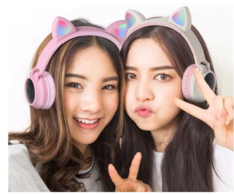 Bluetooth-гарнитура Hoco W27 Cat Ear Grey/Pink (W27GP)