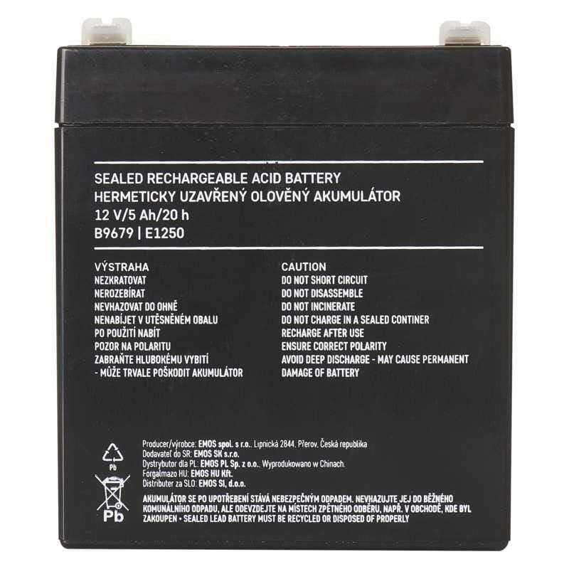 Аккумуляторная батарея Emos B9679 12V 5AH (FAST.6.3 MM) AGM