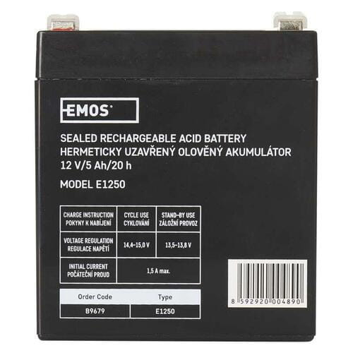 Фото - Батарея для ИБП EMOS Акумуляторна батарея  B9679 12V 5AH  AGM (FAST.6.3 MM)