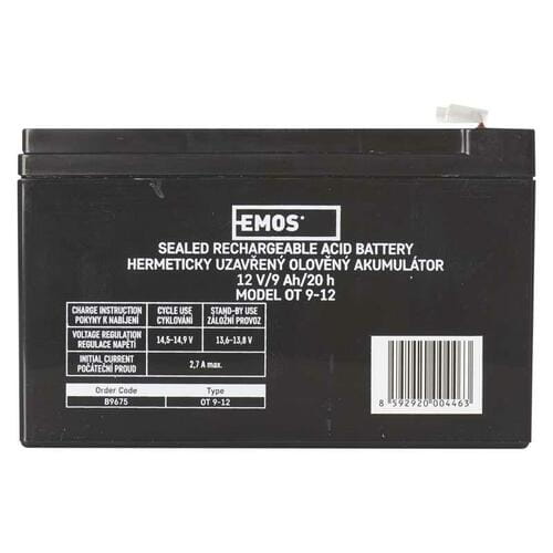 Фото - Батарея для ДБЖ EMOS Акумуляторна батарея  B9675 12V 9AH  AGM (FAST.6.3 MM)