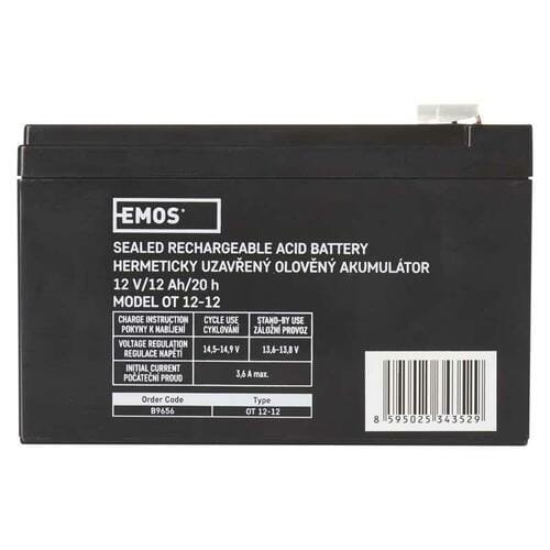 Фото - Батарея для ИБП EMOS Акумуляторна батарея  B9656 12V 12AH  AGM (FAST.6.3 MM)