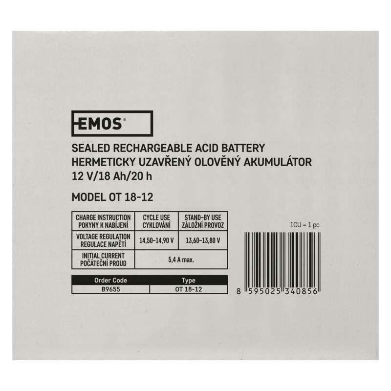 Аккумуляторная батарея Emos B9655 12V 18AH L1 AGM