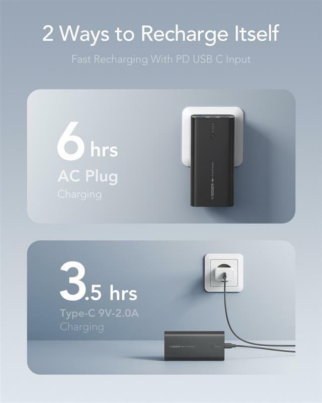 Универсальная мобильная батарея Veger ACE100 10000mAh Black (W1146) (1283126559143)