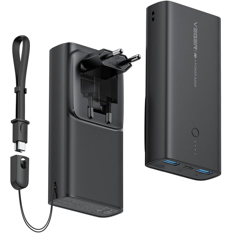Универсальная мобильная батарея Veger ACE100 10000mAh Black (W1146) (1283126559143)