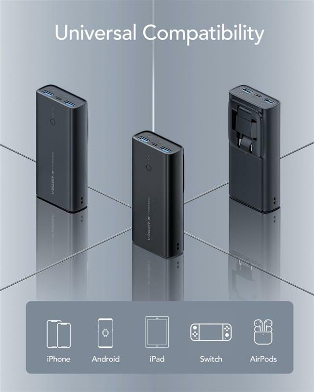 Универсальная мобильная батарея Veger ACE100 10000mAh Black (W1146) (1283126559143)