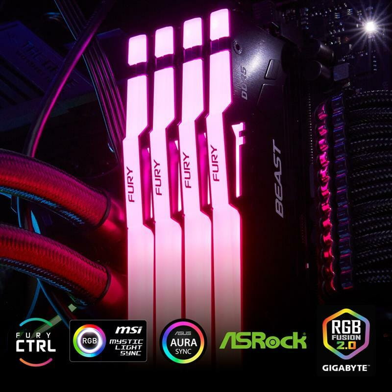Модуль памяти DDR5 2x8GB/5200 Kingston Fury Beast RGB Black (KF552C36BBEAK2-16)