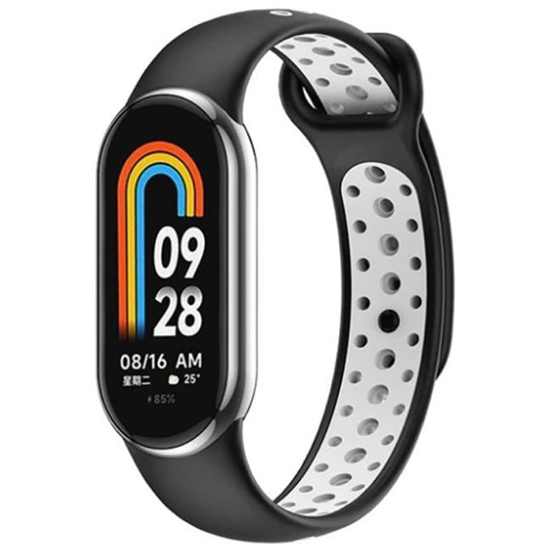 Ремінець BeCover Vents Style для Xiaomi Mi Smart Band 8 Black-White (709417)