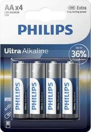 Батарейка Philips Ultra Alkaline щелочная AA блистер, 4 шт